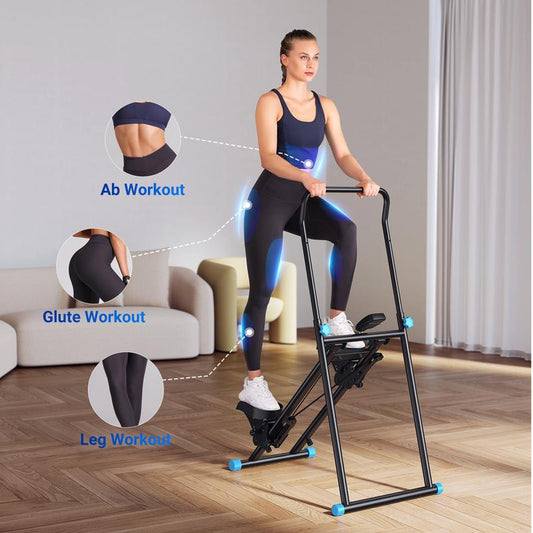 Stair Stepper with Handlebar for Full-Body Workout, 300LBS Capacity, Compact Cardio Climber Exercise Machine with Adjustable Pedals, Vertical Climber for Home Gym, dealsforyoudays