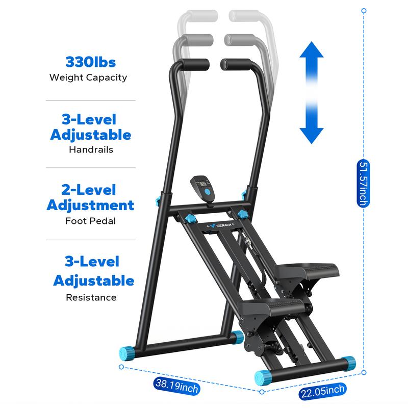 Stair Stepper with Handlebar for Full-Body Workout, 300LBS Capacity, Compact Cardio Climber Exercise Machine with Adjustable Pedals, Vertical Climber for Home Gym, dealsforyoudays